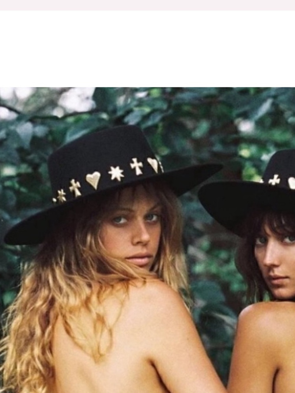 Lack of Color Black Wide Brim Hat with Gold Charms